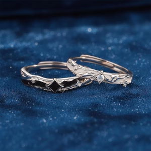 Dawn and Dusk Sterling Couple's Ring
